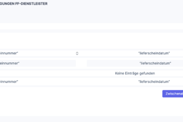 xentral Oberfläche des Berichts "Fehlgeschlagene Übertragungen FF-Dienstleister"