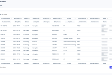 Screenshot Bericht Rechnungspositionen